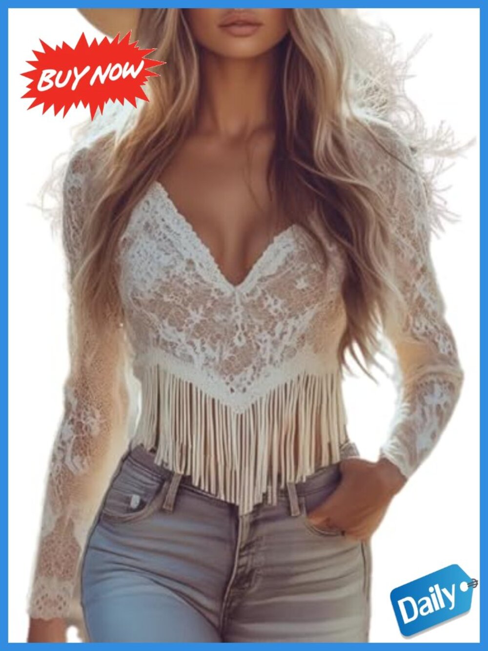 Fringe See Through Western Cowgirl Going Out Top Women
